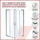 900 x 1200mm Sliding Door Nano Safety Glass Shower Screen By Della Francesca