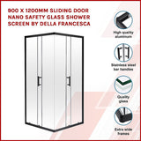 900 x 1200mm Sliding Door Nano Safety Glass Shower Screen By Della Francesca