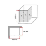 1000 x 700mm Frameless 10mm Glass Shower Screen By Della Francesca