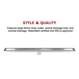 900mm Tile Insert Bathroom Shower Stainless Steel Grate Drain w/Centre outlet Floor Waste