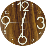 Glow In Dark Wall Clock Luminous Quartz Wooden Non Ticking Home Decor 12''/30cm