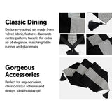 72" Velvet Table Runner + Dining Placemats Table Place Mats Decor