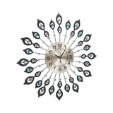 Artiss 60CM Peacock Wall Clock Large 3D Modern Crystal Luxury Round Wall Clocks Home Decor Black